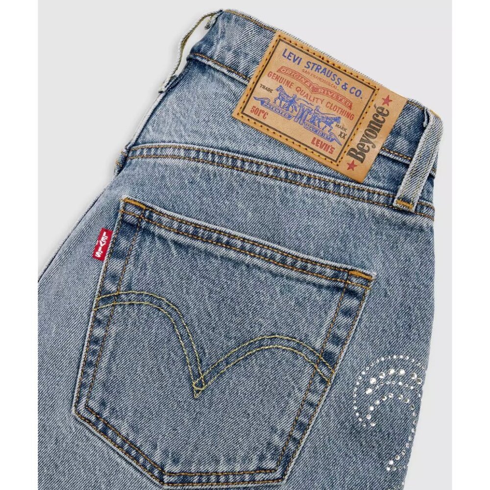 Beyoncé X Levi's 501 Curve Women's 26x32 Jeans Western Crystal - Picture 6 of 7